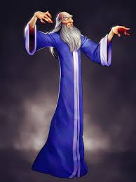 Animated wizard from fantasia movie cacting a spell